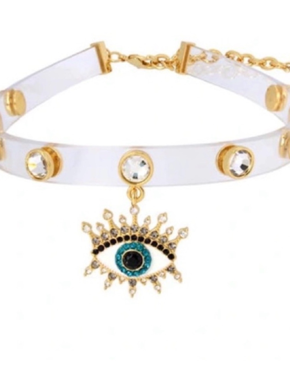 Kurt Geiger London Clear Jelly Evil Eye Adjustable Choker New